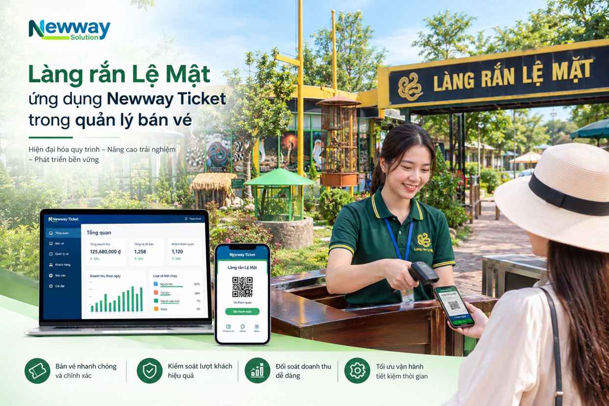 Làng rắn Lệ Mật đổi mới quản lý vé tham quan cùng Newway Ticket